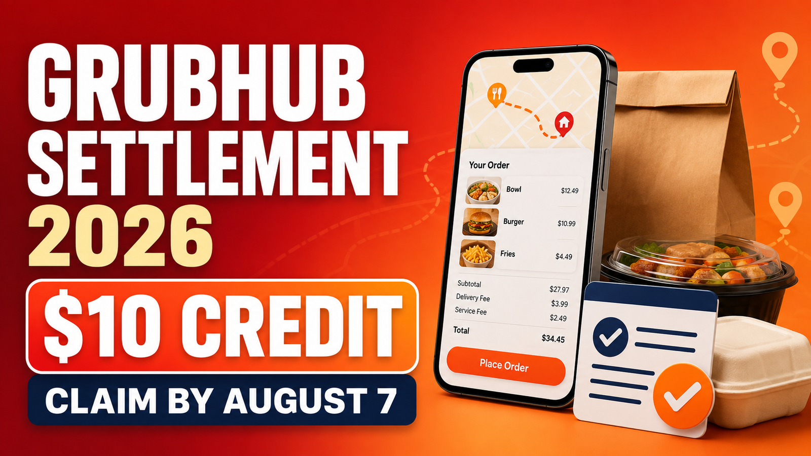 Grubhub Settlement 2026 $10 credit claim deadline August 7
