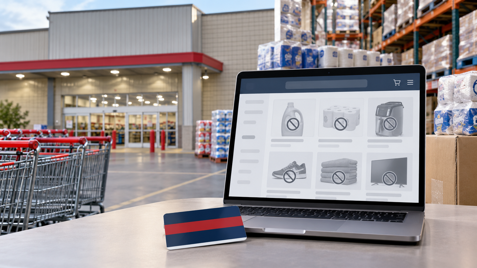 Costco Next shutdown shown through an unavailable online marketplace at a warehouse clu